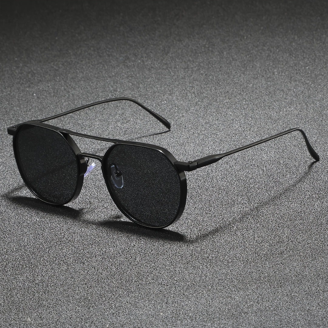 Mens Retro Round Sunglasses Blue Tint Vintage Metal Eyewear