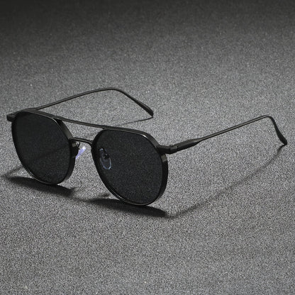 Mens Retro Round Sunglasses Blue Tint Vintage Metal Eyewear