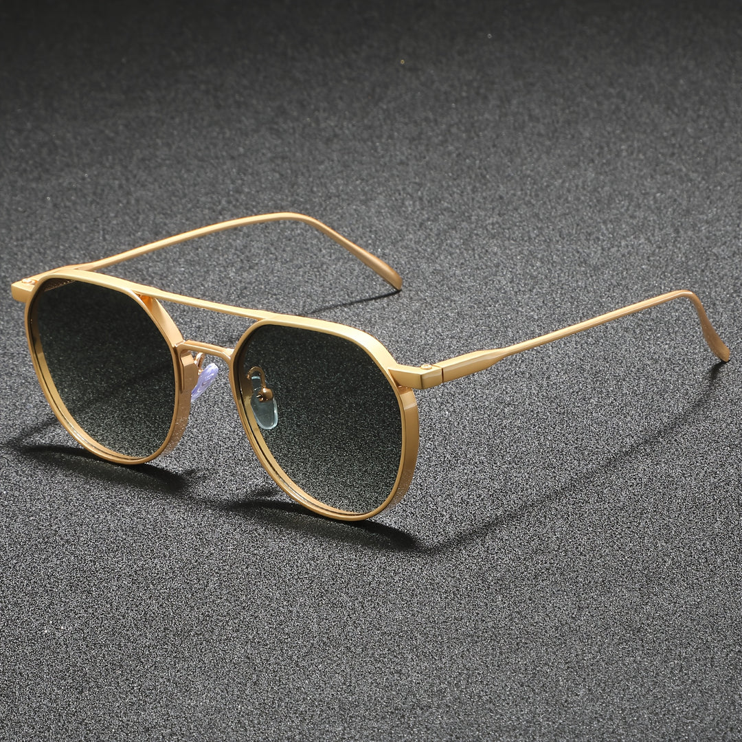 Mens Retro Round Sunglasses Blue Tint Vintage Metal Eyewear