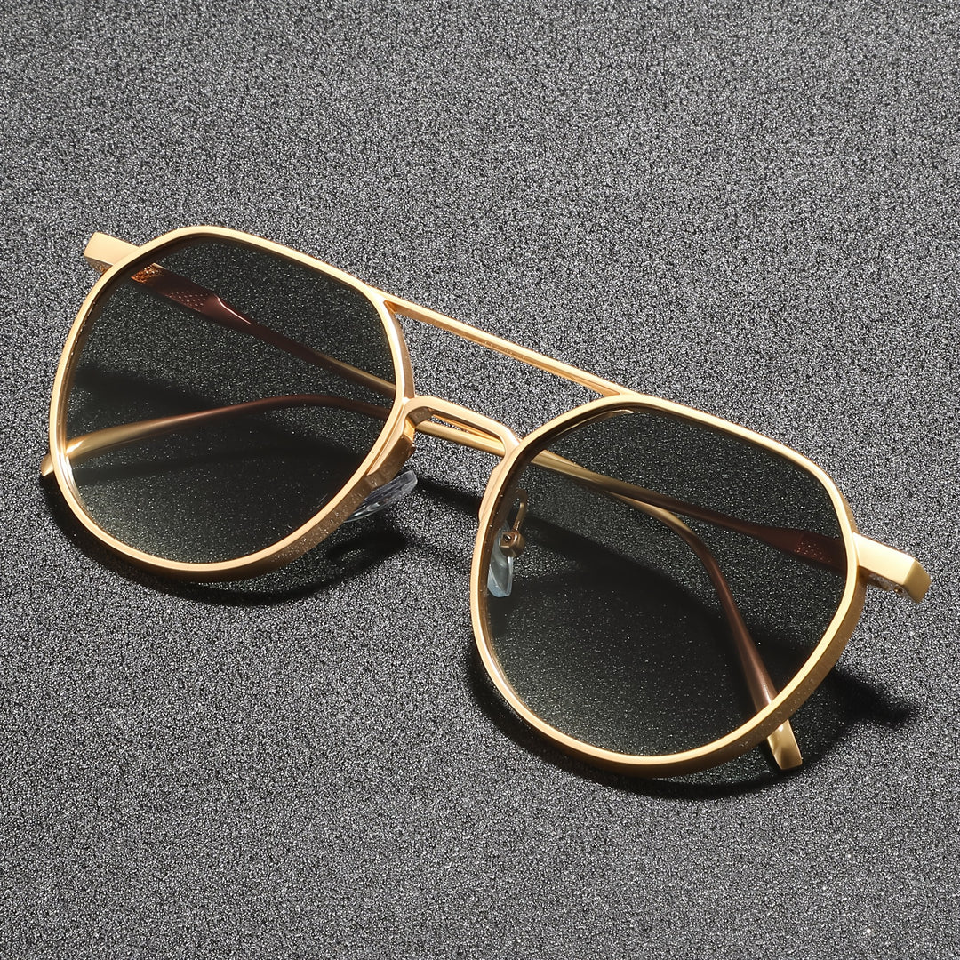 Mens Retro Round Sunglasses Blue Tint Vintage Metal Eyewear