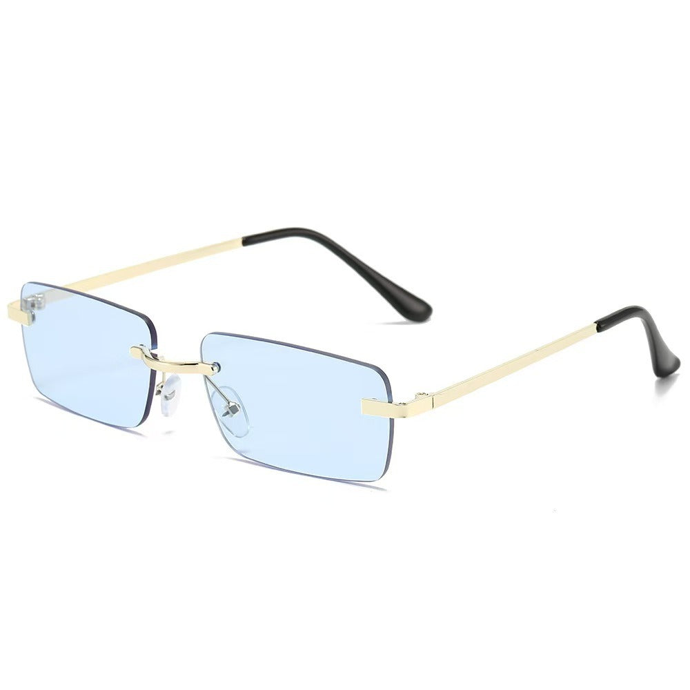 Mens Rimless Sunglasses Lightweight Metal Casual Fashion Eyewear