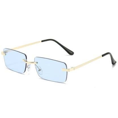 Mens Rimless Sunglasses Lightweight Metal Casual Fashion Eyewear