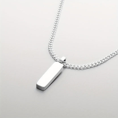 Mens Square Pendant Necklace Gold Stainless Steel Luxury Chain