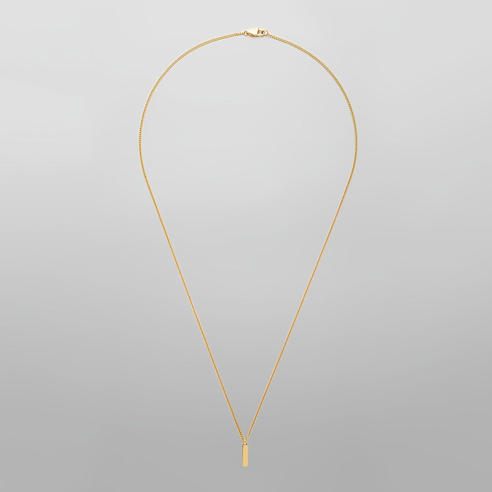 Mens Square Pendant Necklace Gold Stainless Steel Luxury Chain