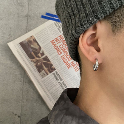 Mens Stainless Steel Statement Earrings Modern Streetwear Jewelry