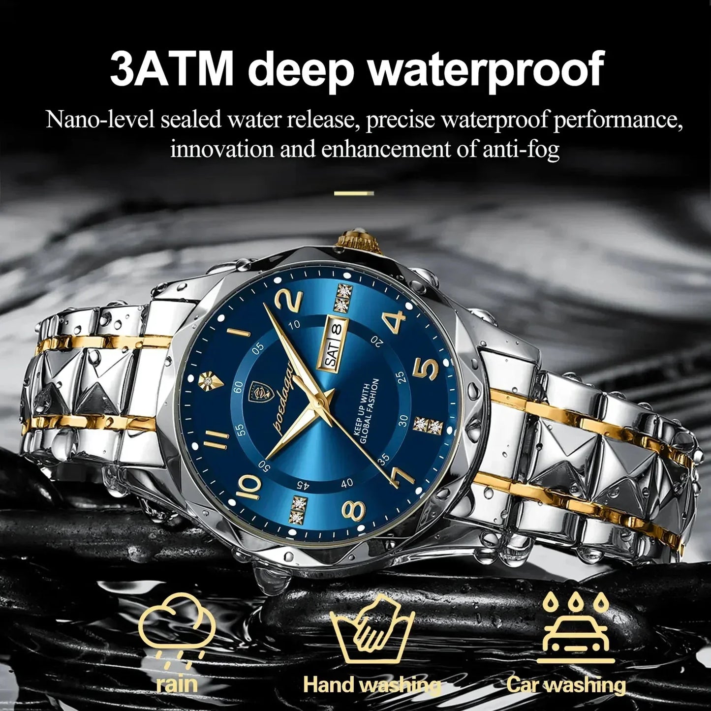 Mens Titanium Sports Watch Waterproof Chronograph Digital Analog Multifunction
