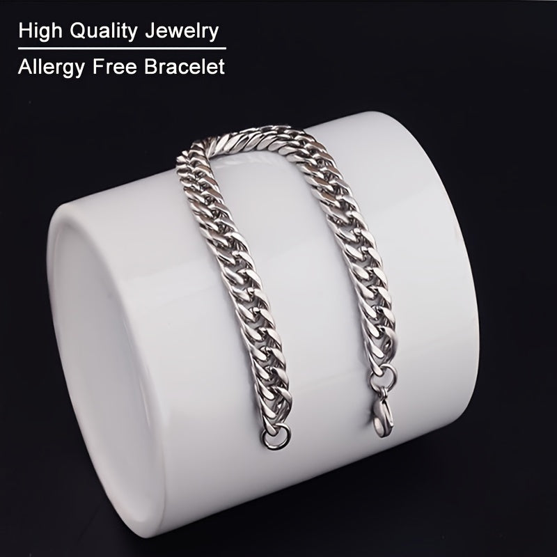 Mens Twist Link Bracelet Stainless Steel Hip Hop Jewelry