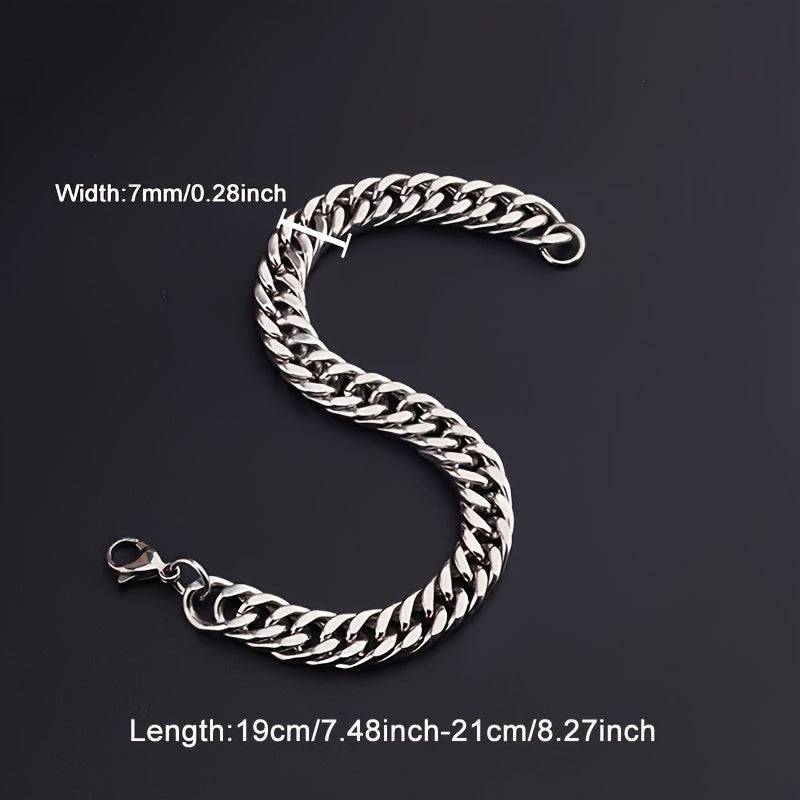 Mens Twist Link Bracelet Stainless Steel Hip Hop Jewelry