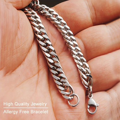 Mens Twist Link Bracelet Stainless Steel Hip Hop Jewelry