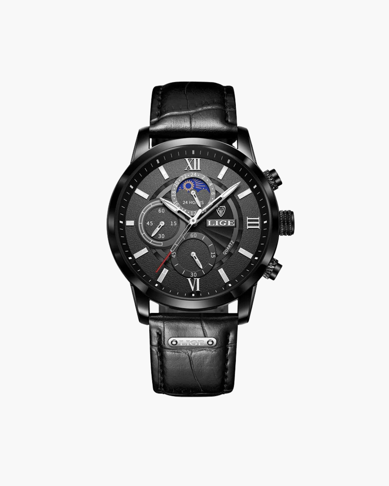 Men's Waterproof Quartz Watch Classic Leather Strap