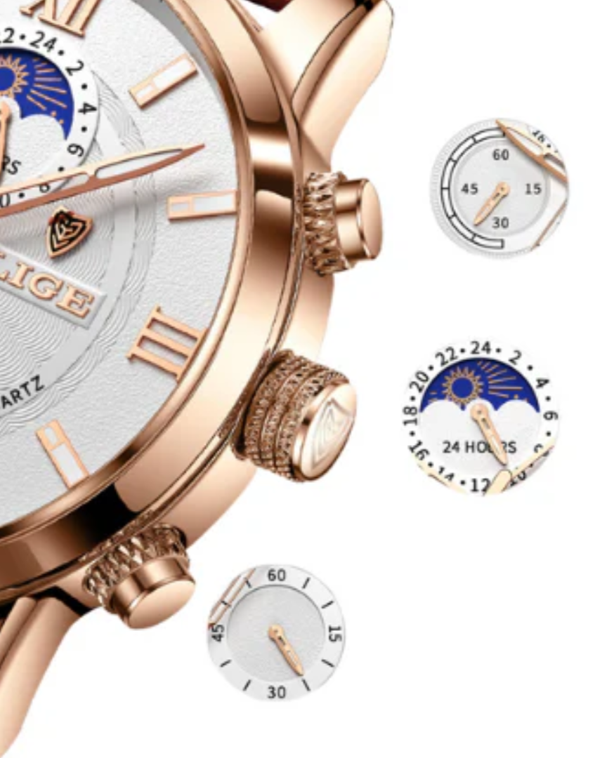 Men's Waterproof Quartz Watch Classic Leather Strap