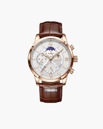 Men's Waterproof Quartz Watch Classic Leather Strap