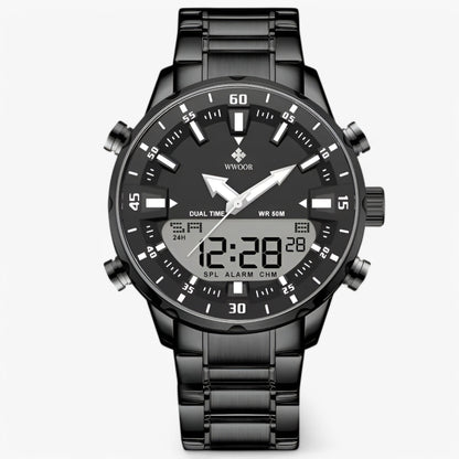 Military Chronograph Watch Stainless Steel Tactical Analog Wristwatch