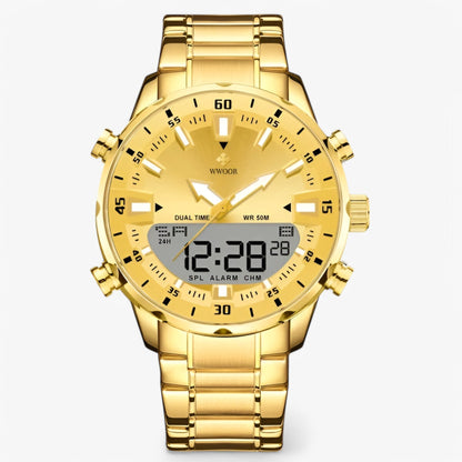 Military Chronograph Watch Stainless Steel Tactical Analog Wristwatch