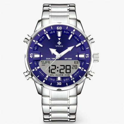 Military Chronograph Watch Stainless Steel Tactical Analog Wristwatch