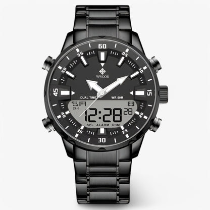 Military Chronograph Watch Stainless Steel Tactical Analog Wristwatch