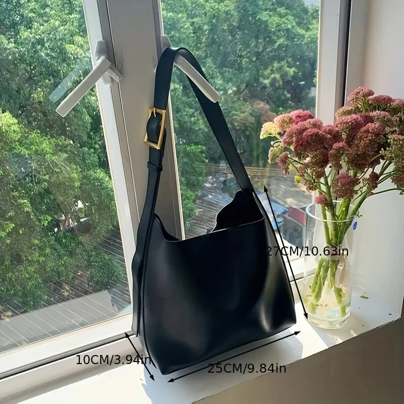 Minimalist Leather Shoulder Tote Bag