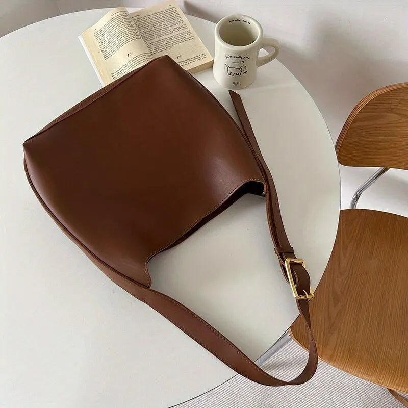 Minimalist Leather Shoulder Tote Bag