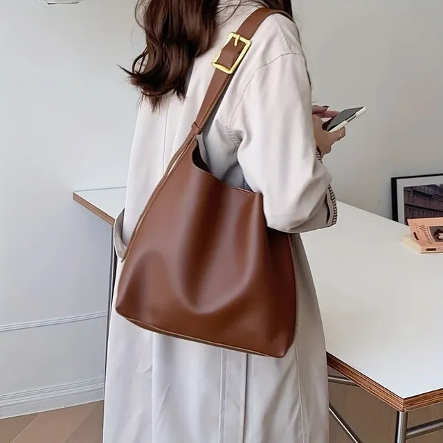 Minimalist Leather Shoulder Tote Bag