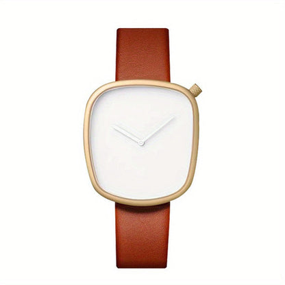 Minimalist Mens Watch Stainless Steel Analog Watch Leather Strap