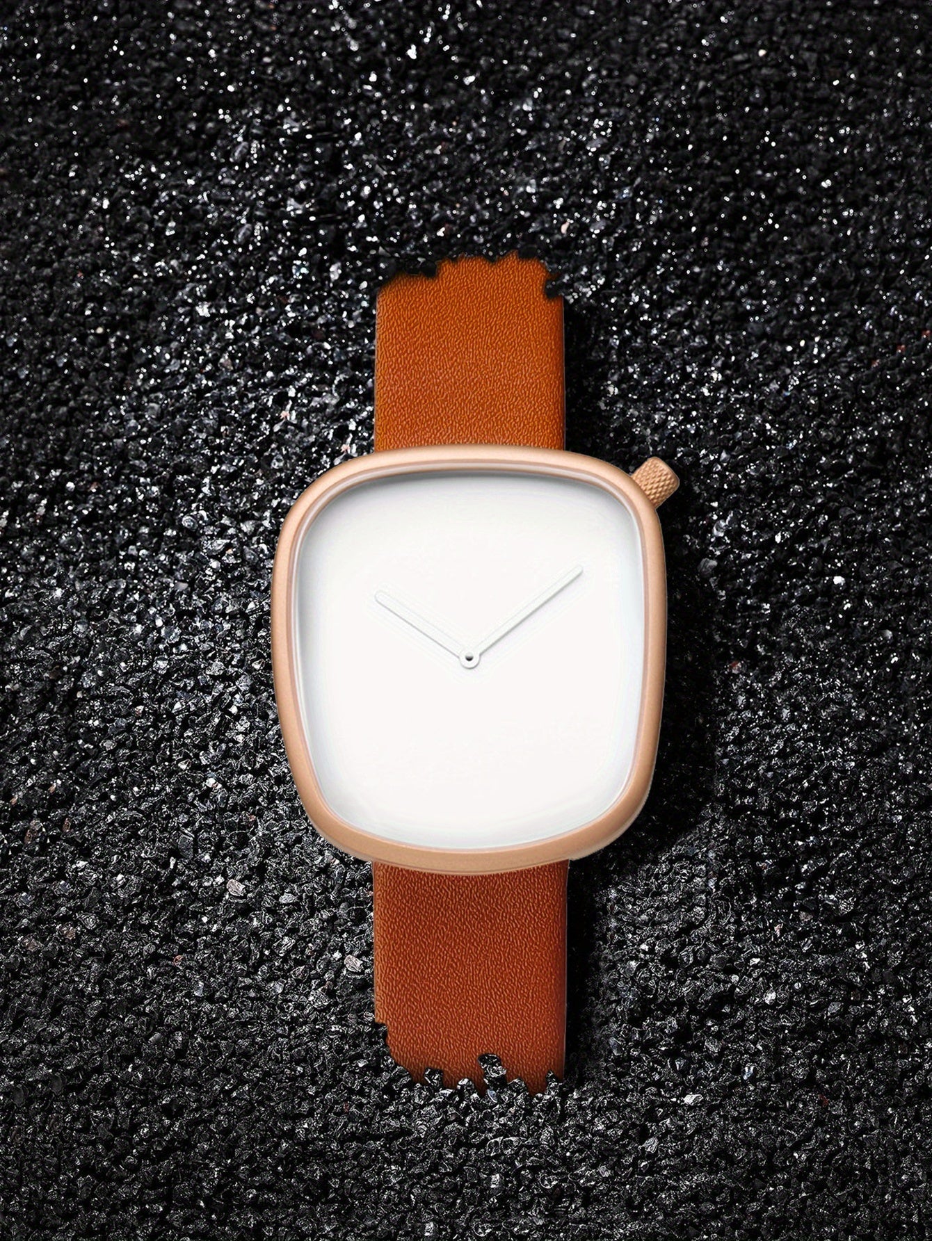 Minimalist Mens Watch Stainless Steel Analog Watch Leather Strap