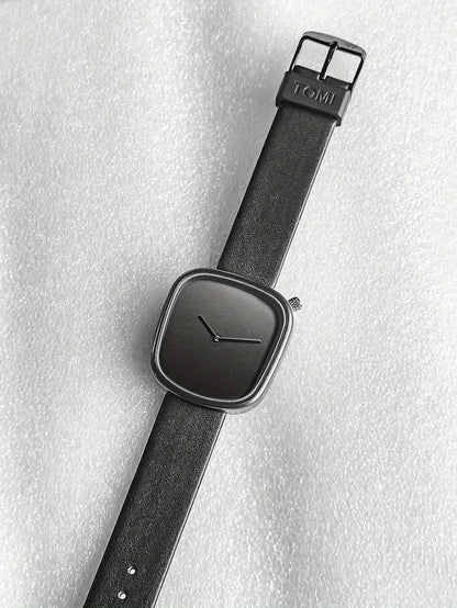 Minimalist Mens Watch Stainless Steel Analog Watch Leather Strap