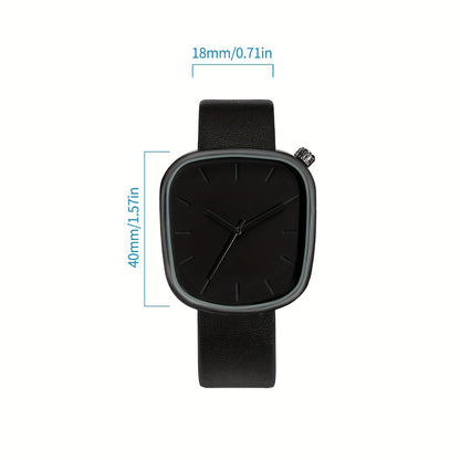 Minimalist Mens Watch Stainless Steel Analog Watch Leather Strap