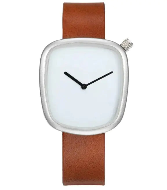 Minimalist Mens Watch Stainless Steel Analog Watch Leather Strap