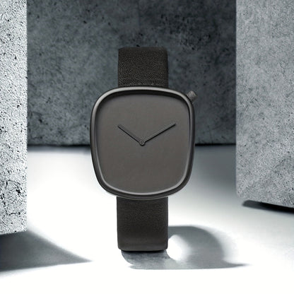 Minimalist Mens Watch Stainless Steel Analog Watch Leather Strap