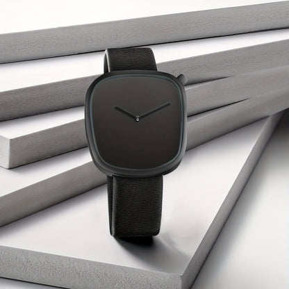 Minimalist Mens Watch Stainless Steel Analog Watch Leather Strap