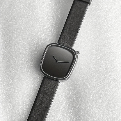 Minimalist Mens Watch Stainless Steel Analog Watch Leather Strap