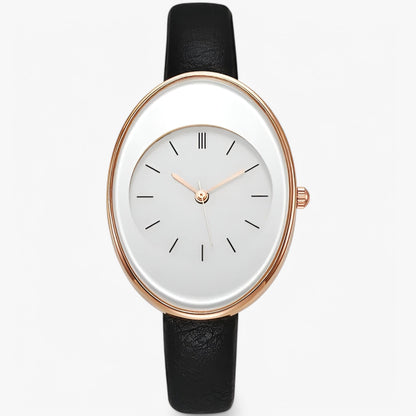Minimalist Womens Leather Watch Slim Strap Quartz Wristwatch