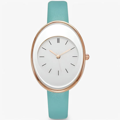 Minimalist Womens Leather Watch Slim Strap Quartz Wristwatch