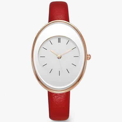 Minimalist Womens Leather Watch Slim Strap Quartz Wristwatch