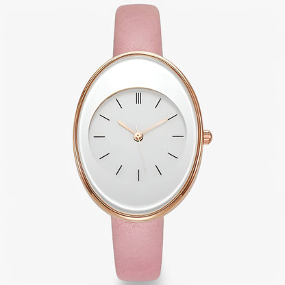 Minimalist Womens Leather Watch Slim Strap Quartz Wristwatch