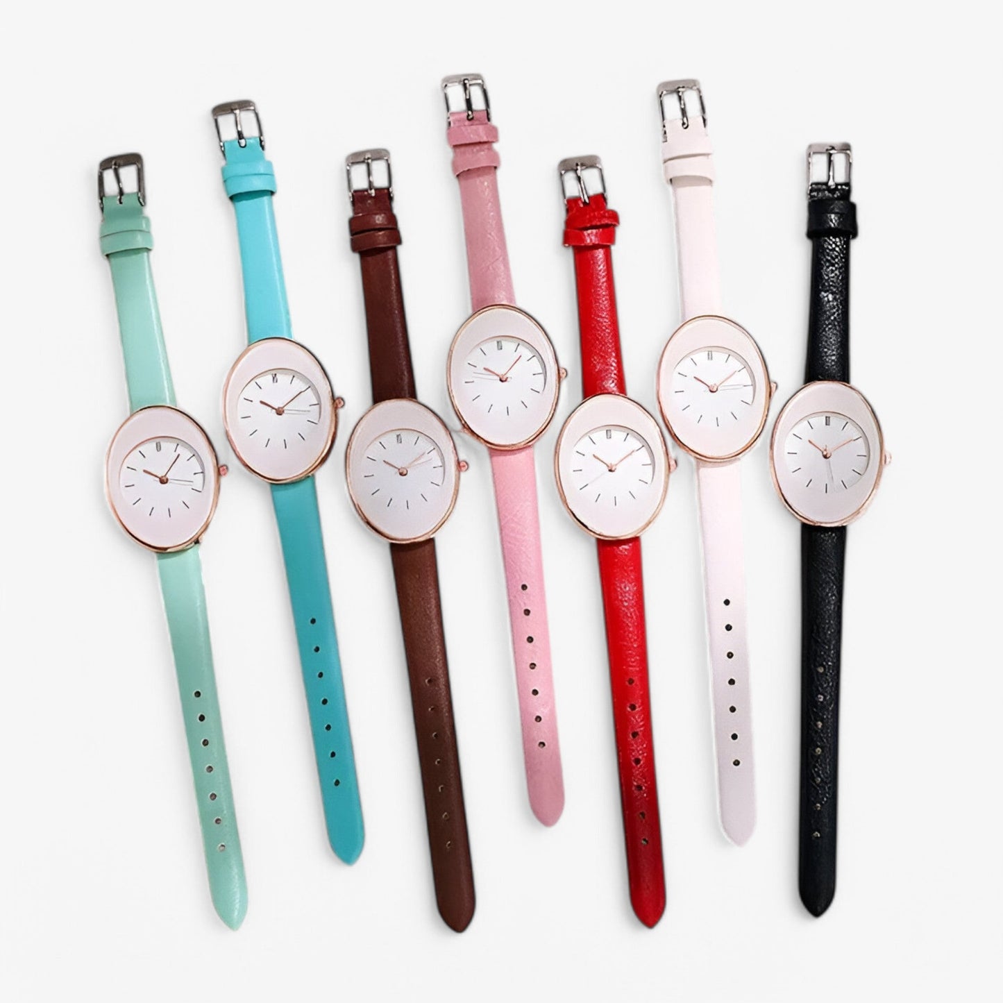 Minimalist Womens Leather Watch Slim Strap Quartz Wristwatch