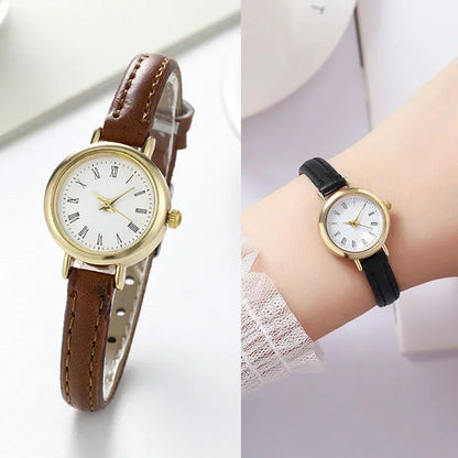 Minimalist Womens Watch PU Leather Strap Quartz Timepiece
