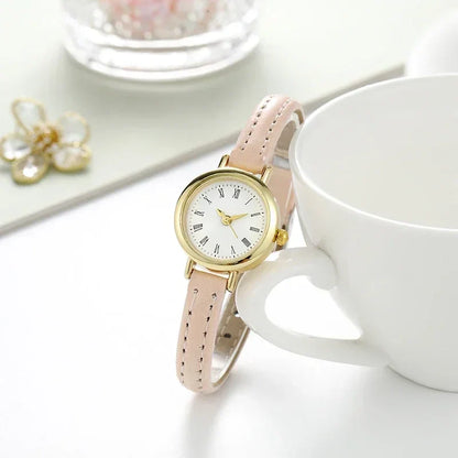 Minimalist Womens Watch PU Leather Strap Quartz Timepiece