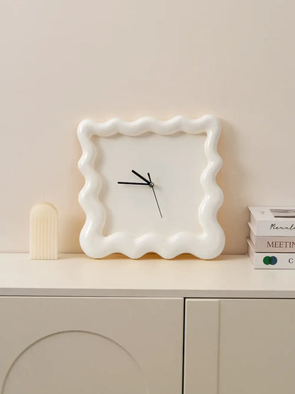 Modern Biscuit Wall Clock Silent Quartz Decorative Cream Kitchen Living Room