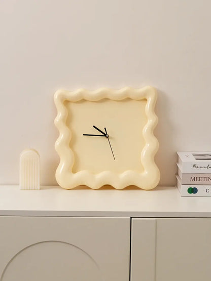 Modern Biscuit Wall Clock Silent Quartz Decorative Cream Kitchen Living Room