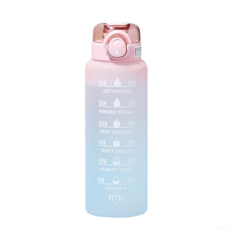 Motivational Water Bottle with Straw and Time Marker