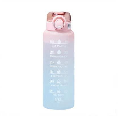 Motivational Water Bottle with Straw and Time Marker