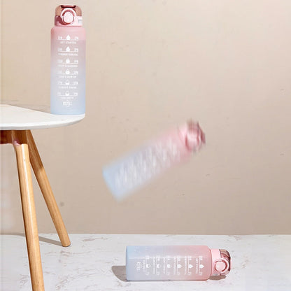 Motivational Water Bottle with Straw and Time Marker