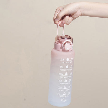 Motivational Water Bottle with Straw and Time Marker