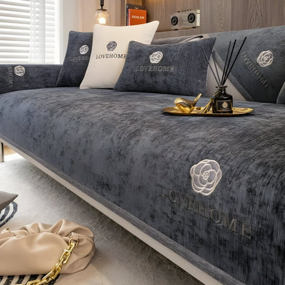 Non Slip Chenille Sofa Cover Modern Stretch Couch Protector