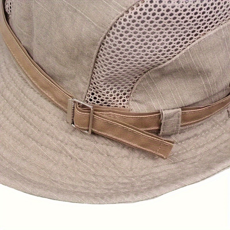 Outdoor Sun Hat Breathable Mesh Wide Brim Adjustable Chin Strap