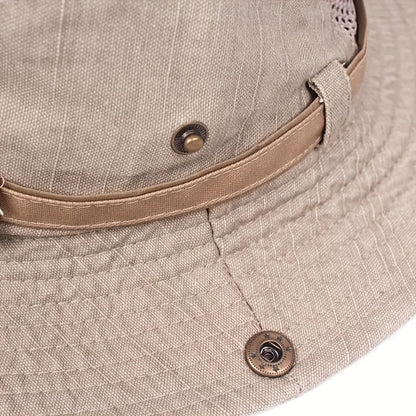 Outdoor Sun Hat Breathable Mesh Wide Brim Adjustable Chin Strap