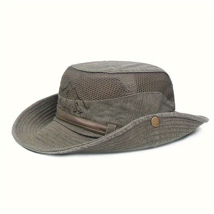 Outdoor Sun Hat Breathable Mesh Wide Brim Adjustable Chin Strap