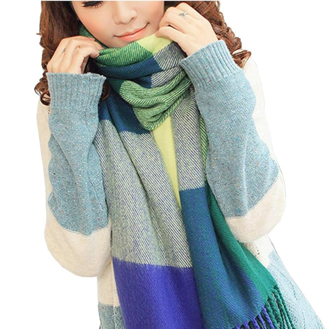 Oversized Plaid Winter Scarf Soft Chunky Wrap Shawl for Warmth and Everyday Style
