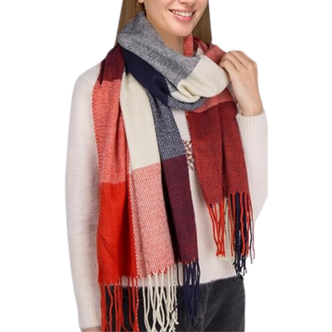 Oversized Plaid Winter Scarf Soft Chunky Wrap Shawl for Warmth and Everyday Style